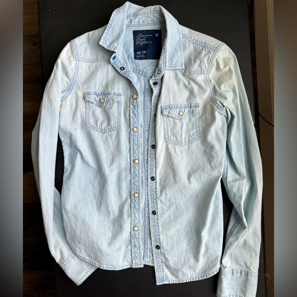 American Eagle Knit Denim-Style Jacket - XS